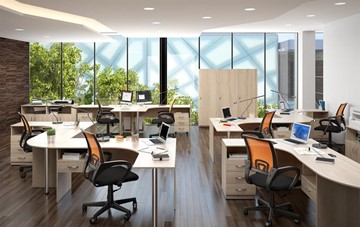 Комплект офисной мебели SIMPLE с эргономичными столами и тумбами в Мурманске - предосмотр 3